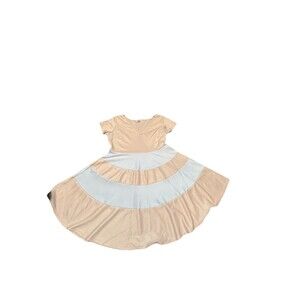 Fearless By Societyplus Size 14/15 Pink And White Colorblock Tiered A Line Dress